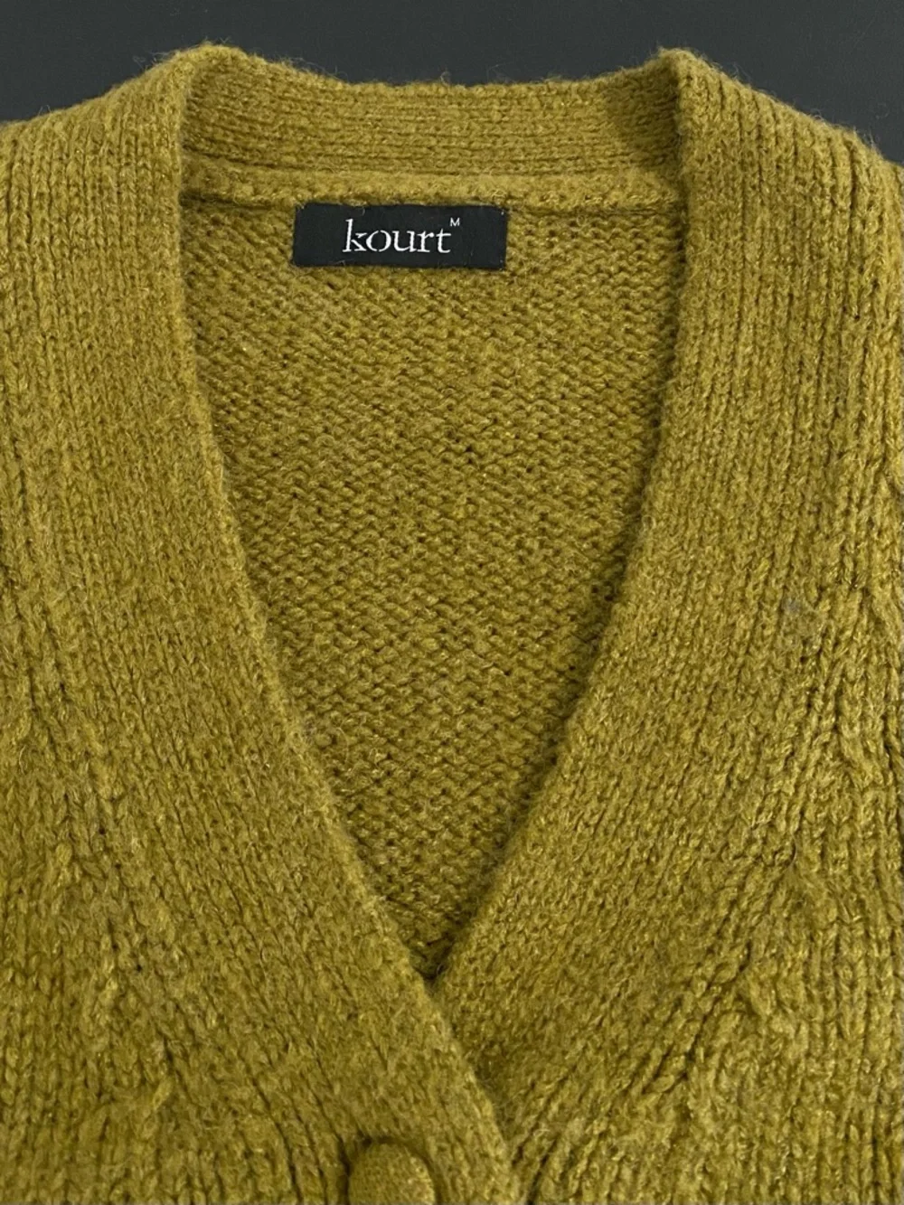 Kourt Mohair Puff Sleeve Cropped Cardigan Olive Green Size Medium Soft Girl